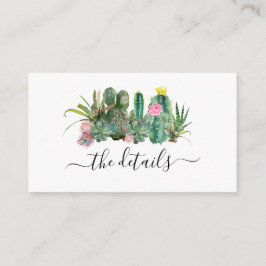 Cactus Cacti Succulent Floral Wedding Details Informatiekaartje