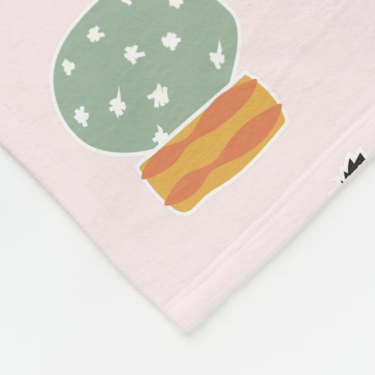 Cactus Cacti Succulent Pink Greenery Monogram Fleece Deken (Hoek)