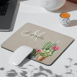 Cactus Cacti Succulent Southwest Desert Monogram Muismat<br><div class="desc">Dit ontwerp werd gecreeerd door digitale kunst. Het kan worden gepersonaliseerd door de aanpassingsknoop te klikken en de kleur te veranderen, een naam, initialen of uw favoriete woorden toe te voegen. Neem contact met me op colorflowcreations@gmail.com als je dit ontwerp op een ander product wilt gebruiken. Koop mijn oorspronkelijke abstracte...</div>