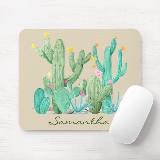 Cactus Cacti Succulent Southwest Desert Waterverf Muismat (Met muis)