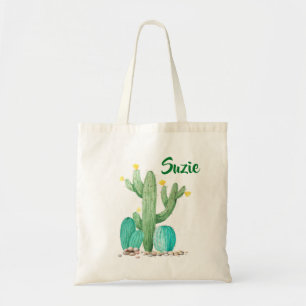Cactus Cacti Vetplant Aquarel Woestijn Boodschappe Tote Bag