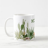 Cactus Cacti Waterverf Southwest Desert Monogram Koffiemok (Links)