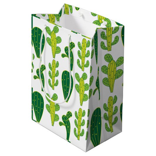 Cactus Cactussen Succulenten Patroon Medium Cadeauzakje (Achterkant Gekanteld)
