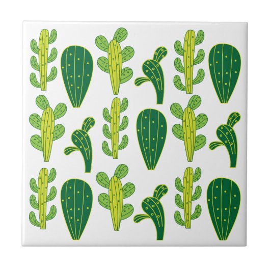 Cactus Cactussen Succulenten Patroon Tegeltje (Voorkant)