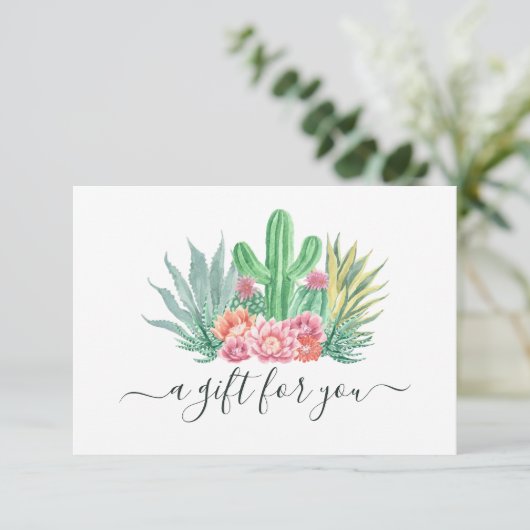 Cactus-cadeaubon waterverf (Staand voorkant)