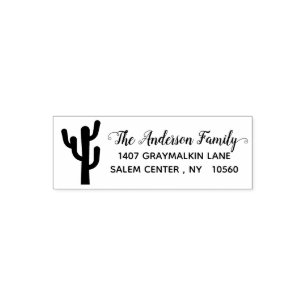 Cactus Calligrafie Adres Familie Handgeschreven Zelfinktende Stempel