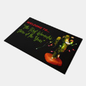 Cactus Candle Wrapped in Christmas Lights Deurmat (Schuin)