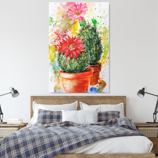 Cactus Canvas Print - Schilderij (Insitu (Slaapkamer))