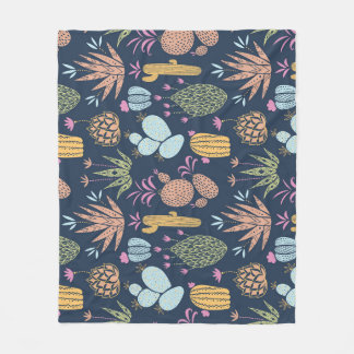 Cactus Charm: Kleurrijke  bloemen Fleece Deken