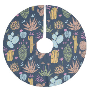 Cactus Charm: Kleurrijke bloemen Kerstboom Rok
