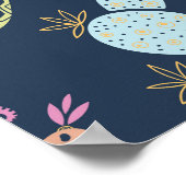 Cactus Charm: Kleurrijke bloemen Poster (Hoek)