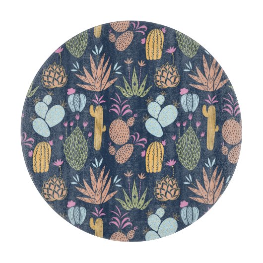 Cactus Charm: Kleurrijke bloemen Snijplank (Voorkant)