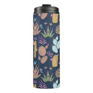 Cactus Charm: Kleurrijke bloemen Thermosbeker
