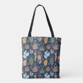 Cactus Charm: Kleurrijke bloemen Tote Bag (Achterkant)
