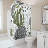 Cactus Charm: Plant Patterns Douchegordijn (In situ)