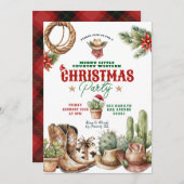 Cactus Christmas Plaid Western kerstfeest Kaart (Voorkant / Achterkant)