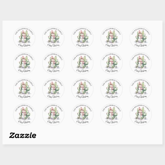Cactus Christmas Ronde Sticker (Vel)