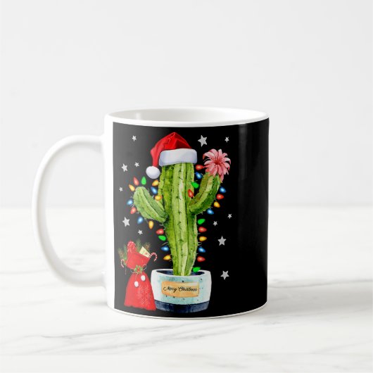 Cactus Christmas Sweater Lights Santa Xmas Plant L Koffiemok (Links)