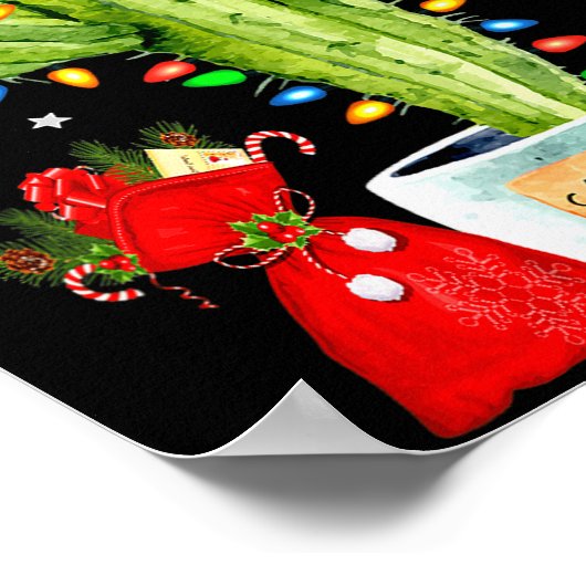 Cactus Christmas Sweater Lights Santa Xmas Plant L Poster (Hoek)