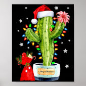 Cactus Christmas Sweater Lights Santa Xmas Plant L Poster (Voorkant)