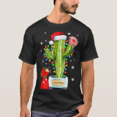 Cactus Christmas Sweater Lights Santa Xmas Plant L T-shirt (Voorkant)