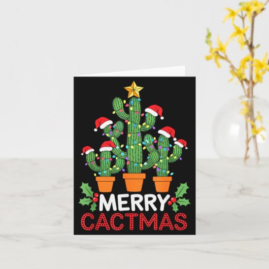 Cactus Christmas Tree Funny Merry Cactmas Cactus M Kaart (Gele Bloem)