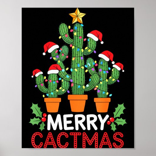Cactus Christmas Tree Funny Merry Cactmas Cactus M Poster (Voorkant)