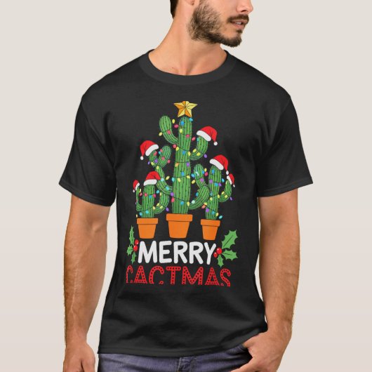 Cactus Christmas Tree Funny Merry Cactmas Cactus M T-shirt (Voorkant)