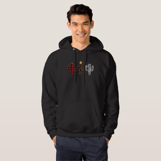 Cactus Christmas Tree Leopard Plaid Designs Hoodie (Voorkant volledig)