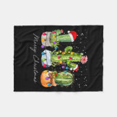 Cactus Christmas Xmas Trees Lights Santa Hat Cactu Fleece Deken (Voorkant (Horizontaal))