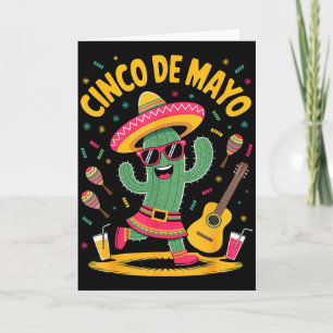 Cactus Cinco De Mayo Hoed Maracas Muziek Feest  Kaart