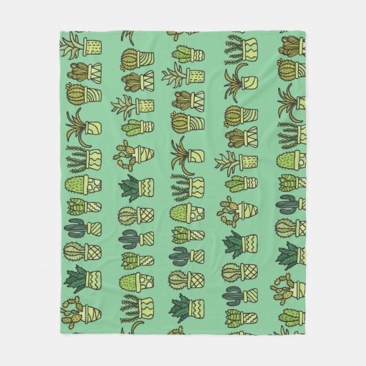 Cactus Collectie: Hand getrokken Doodle Set. Fleece Deken (Voorkant)