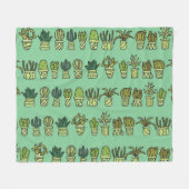 Cactus Collectie: Hand getrokken Doodle Set. Fleece Deken (Voorkant (Horizontaal))