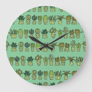 Cactus Collectie: Hand getrokken Doodle Set. Grote Klok