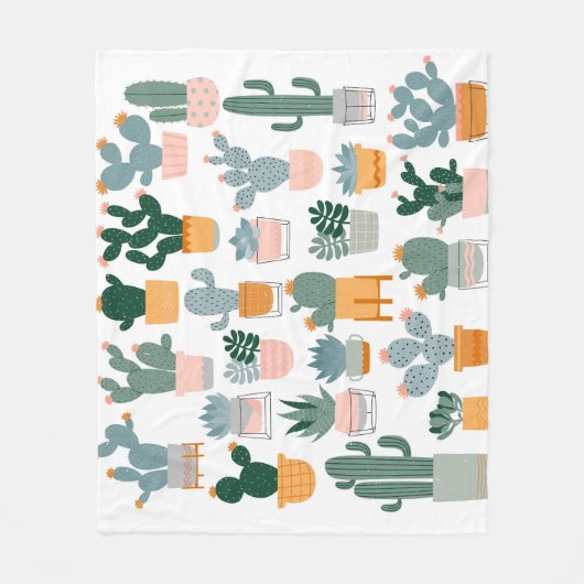 Cactus Collectie in potten Design Fleece Deken (Voorkant)