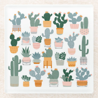 Cactus Collectie in potten Design Glazen Onderzetter