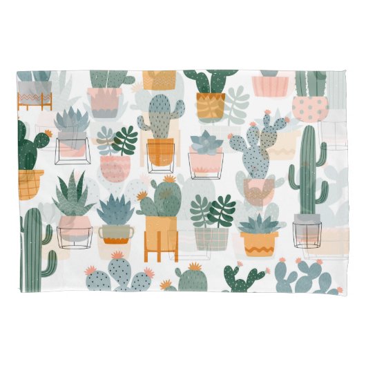 Cactus Collectie in potten Design Kussensloop (Voorkant)