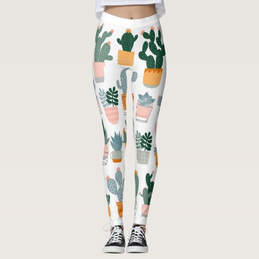 Cactus Collectie in potten Design Leggings (Voorkant)
