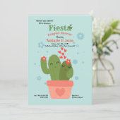 Cactus Couple Couples Shower Invitation Kaart (Staand voorkant)