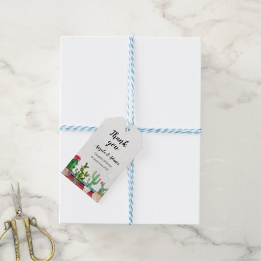 Cactus Couples Shower Dank u Label Cadeaulabel (Met Touw)