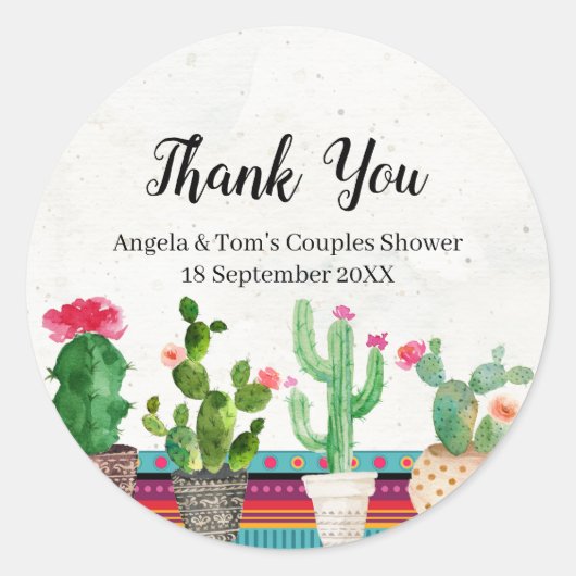 Cactus Couples Shower Dank u Sticker (Voorkant)