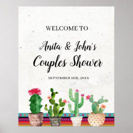 Cactus Couples Shower Welkomstbord Poster
