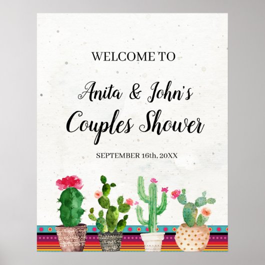Cactus Couples Shower Welkomstbord Poster (Voorkant)