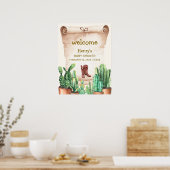  Cactus Cowboy Boots Baby shower Welkom Poster (Keuken)