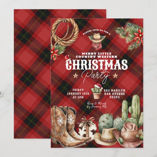 Cactus Cowboy kerstcadeau Kaart (Voorkant / Achterkant)