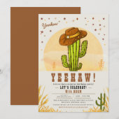 Cactus Cowboy Petten Western Verjaardagsfeest Kaart (Voorkant / Achterkant)