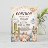 Cactus Cowboy Wild West Baby shower Kaart (Staand voorkant)