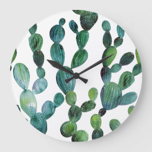 Cactus Craze: Tropische Waterverf Trend Grote Klok