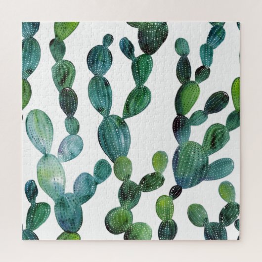 Cactus Craze: Tropische Waterverf Trend Legpuzzel (Verticaal)