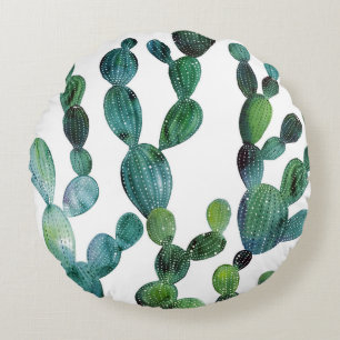 Cactus Craze: Tropische Waterverf Trend Rond Kussen